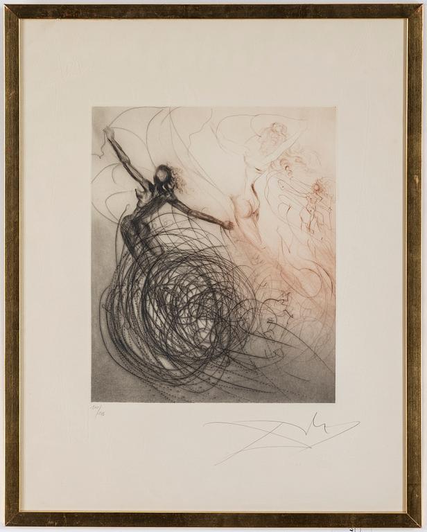 SALVADOR DALI, drypoint etching with hand-colouring, signed and numbered 100/145.