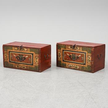 Two Chinese wooden cabinets, 20th century.