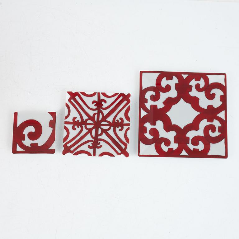 Hermès, dishes, set of 3, "Balcon du Guadalquivir".