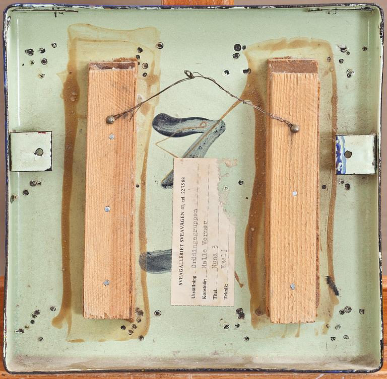 NALLE WERNER, emalj på plåt, signerad.