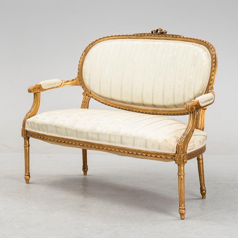 Soffa samt stolar, gustaviansk stil 1800-talets slut.