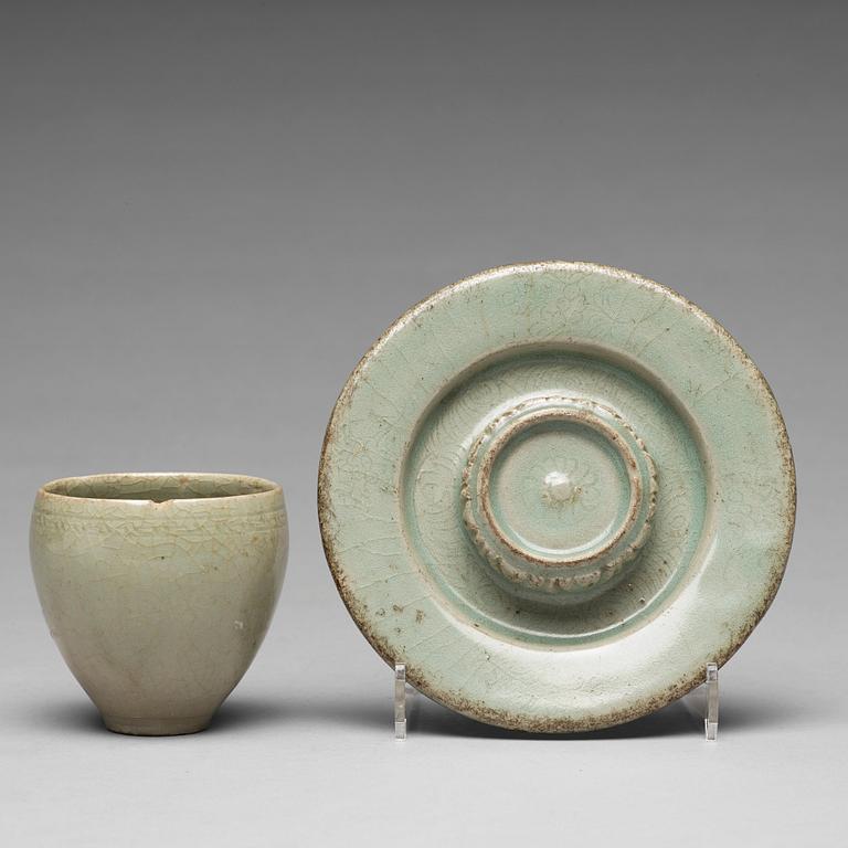 A celadon cup with stand, Korea, Koryo.