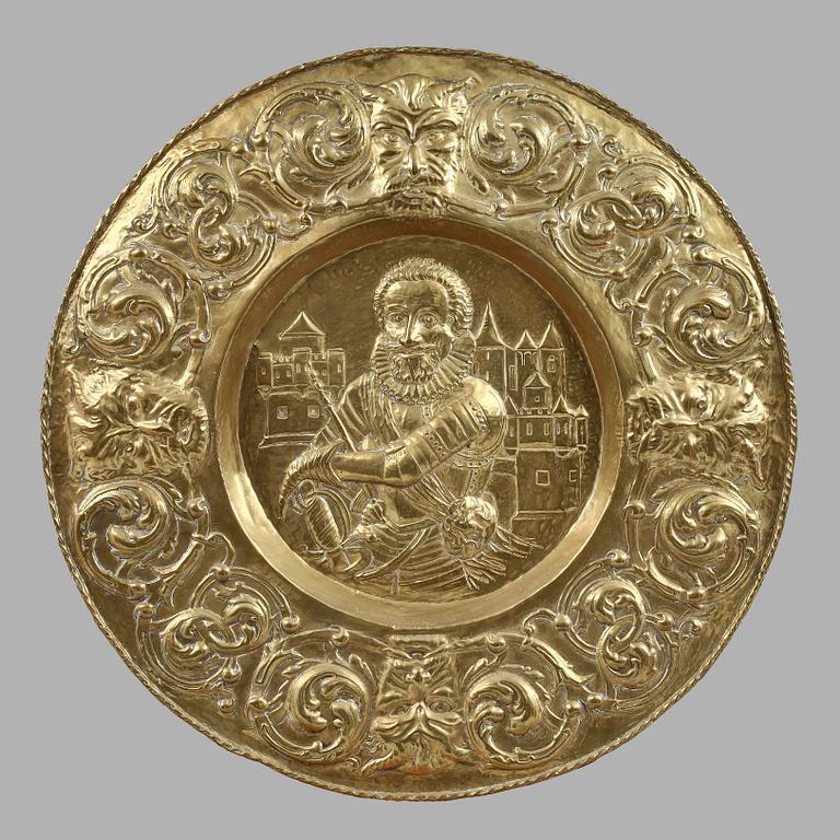 VÄGGPLÅT, metall, barockstil, 1900-talets första hälft.