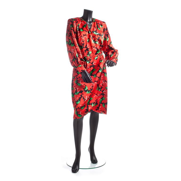 YVES SAINT LAURENT, a silk printed dress.