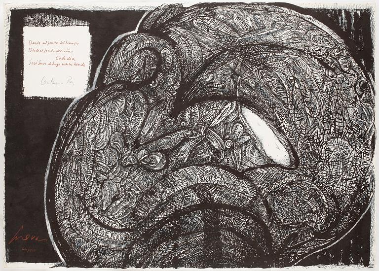 JOSÉ LUIS CUEVAS, litografi, 1976, signerad och daterad och numrerad 44/500.