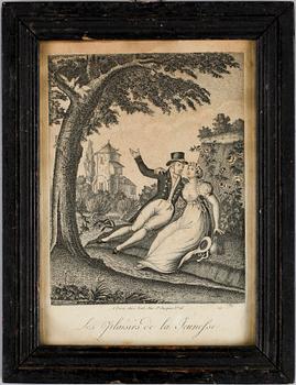 PARTI KOPPARSTICK OCH GRAFISKA BLAD, 7 st, 1700-1800-tal.