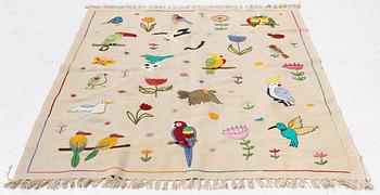 A hand-embroidered Kelim carpet, c. 200 x 145 cm.