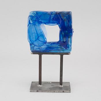 A signed glass sculpture by Kjell Engman for Kosta Boda.