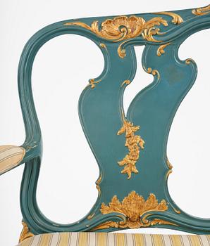 A Swedish carved rococo sofa by A. Thunberg (master in Stockholm 1756-91).