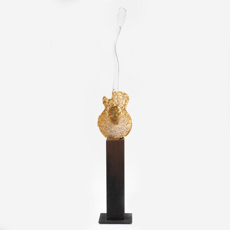 Kjell Engman, skulptur, glas, "Gitarr", Kosta Boda Unique.