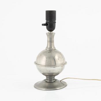 J.L. Hultman, a Swedish Grace pewter table light, Stockholm, 1931.