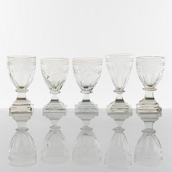 Five early 19th century glasses, Late Gustavian.