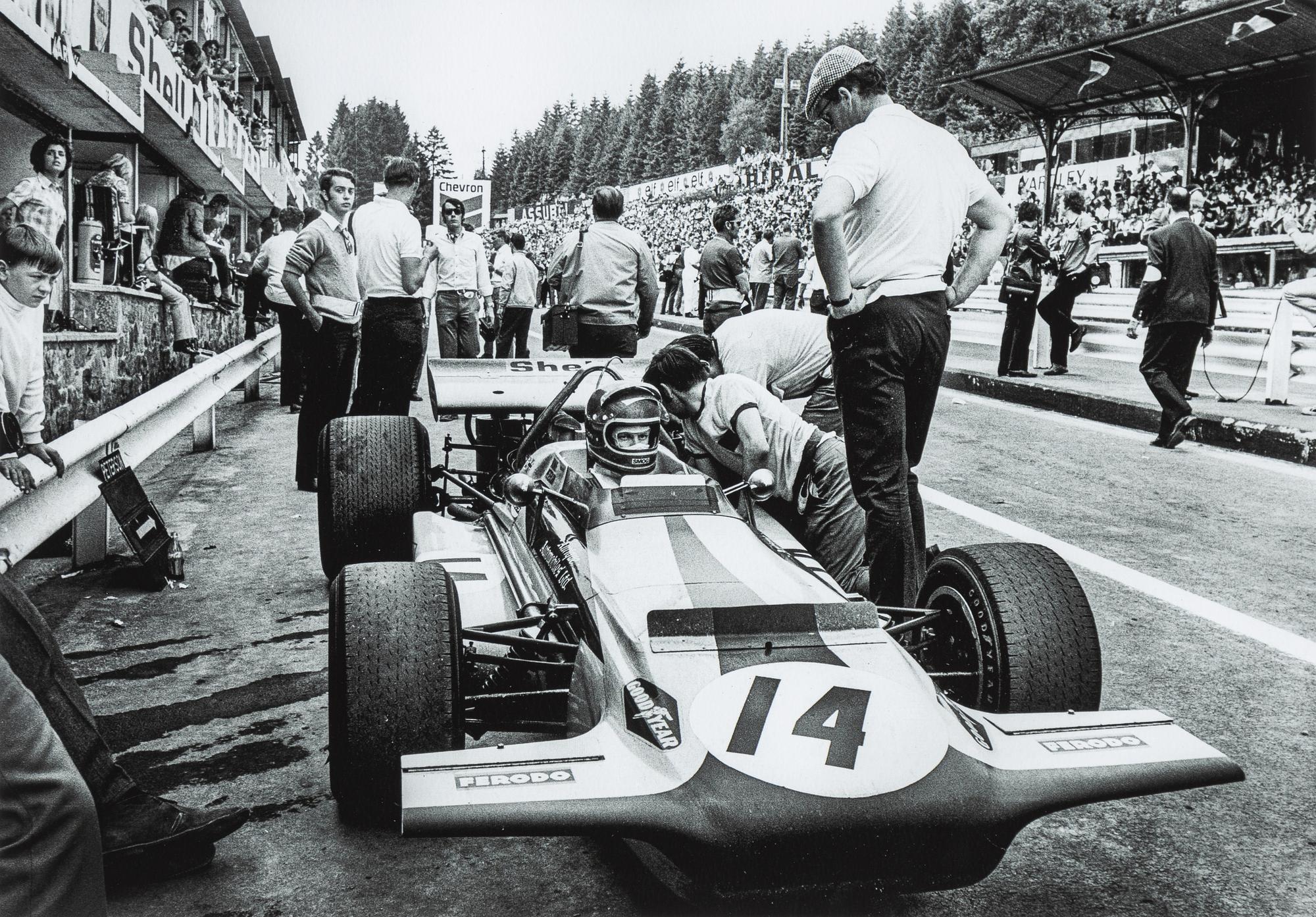 "Ronnie Peterson, March, i sitt andra F1-GP - Spa, Belgien, 1970".