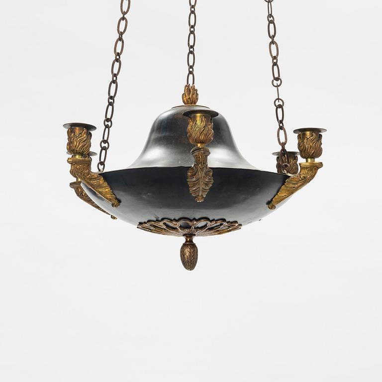 A Swedish  Empire style six light hanging-lamp, late 19th century /year 1900.