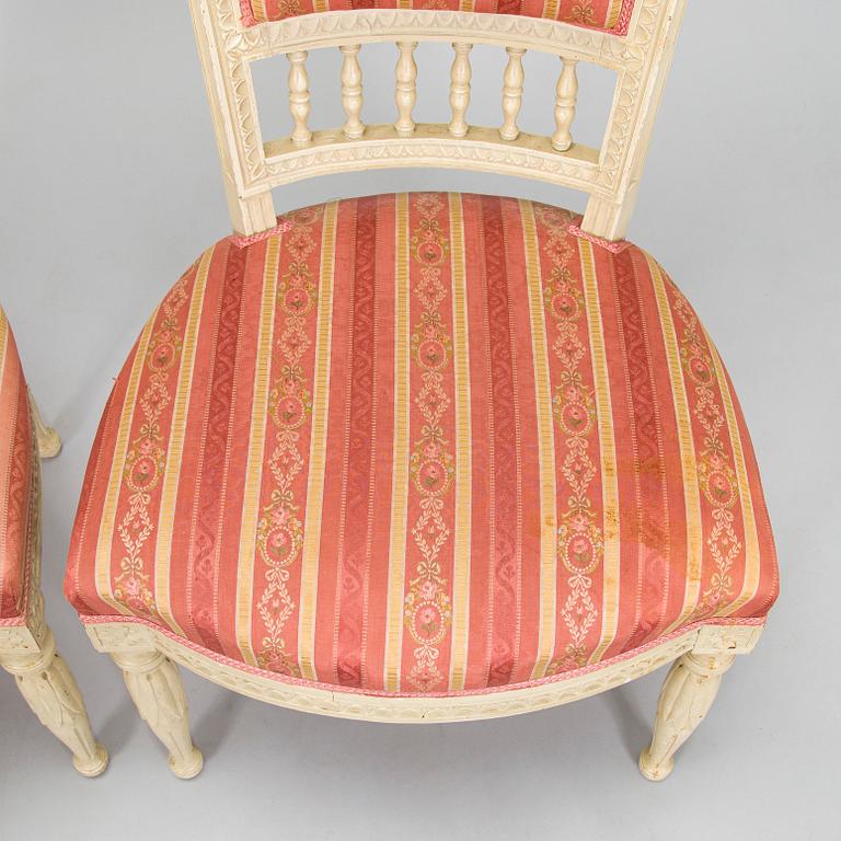 A pair of late Gustavian chairs, early 19th century.