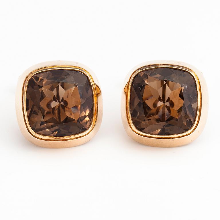 A pair of 14K gold cufflinks with smoky quartzes. Alppikulta, Helsinki 1975.