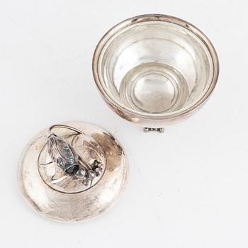 Georg Jensen, A Danish sterling silver sugerbowl with lid, mark of Georg Jensen, Copenhagen 1915-1925, design no 2E.