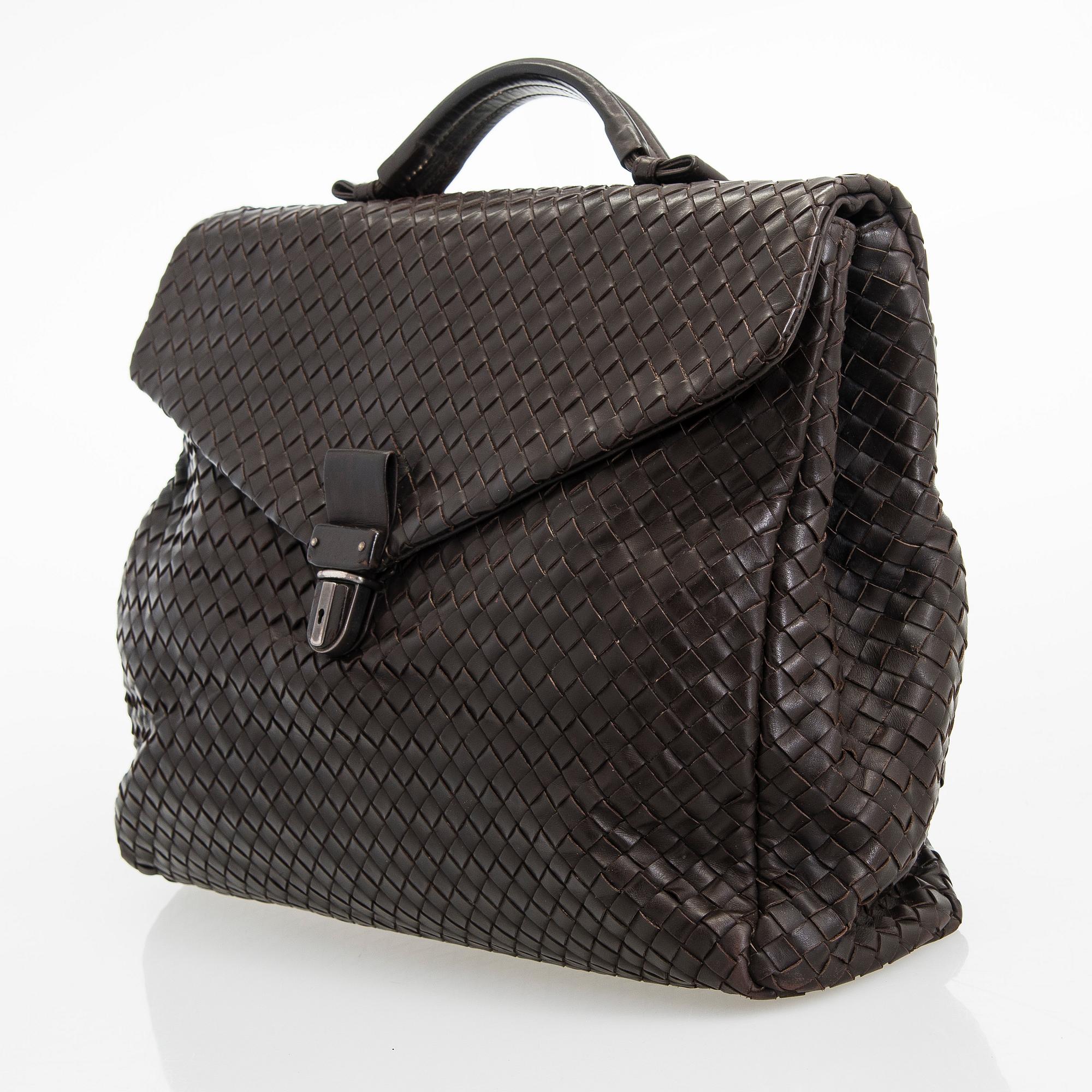 Bottega Veneta, a brown Intrecciato Leather Briefcase.