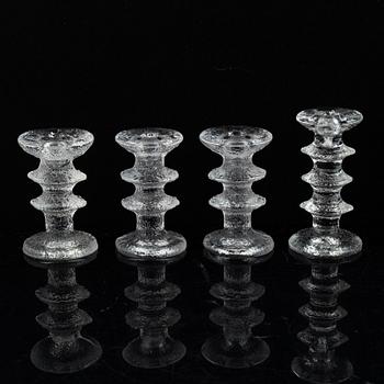 Eight 'Festivo' glass candle holders by Timo Sarpaneva, Iittala, Finland.