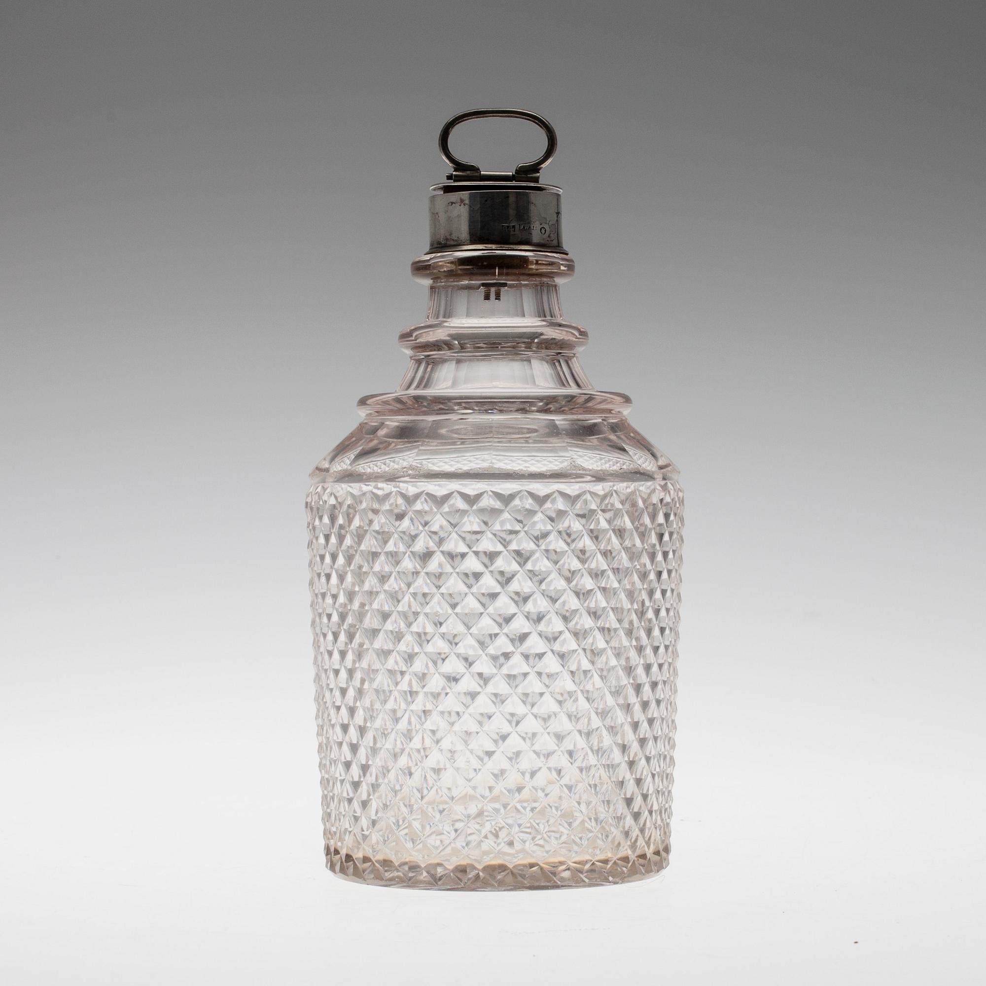 FLASKA, glas, silver, Olof Fredrik Wennerström, S:t Petersburg Ryssland 1800-talets mitt.