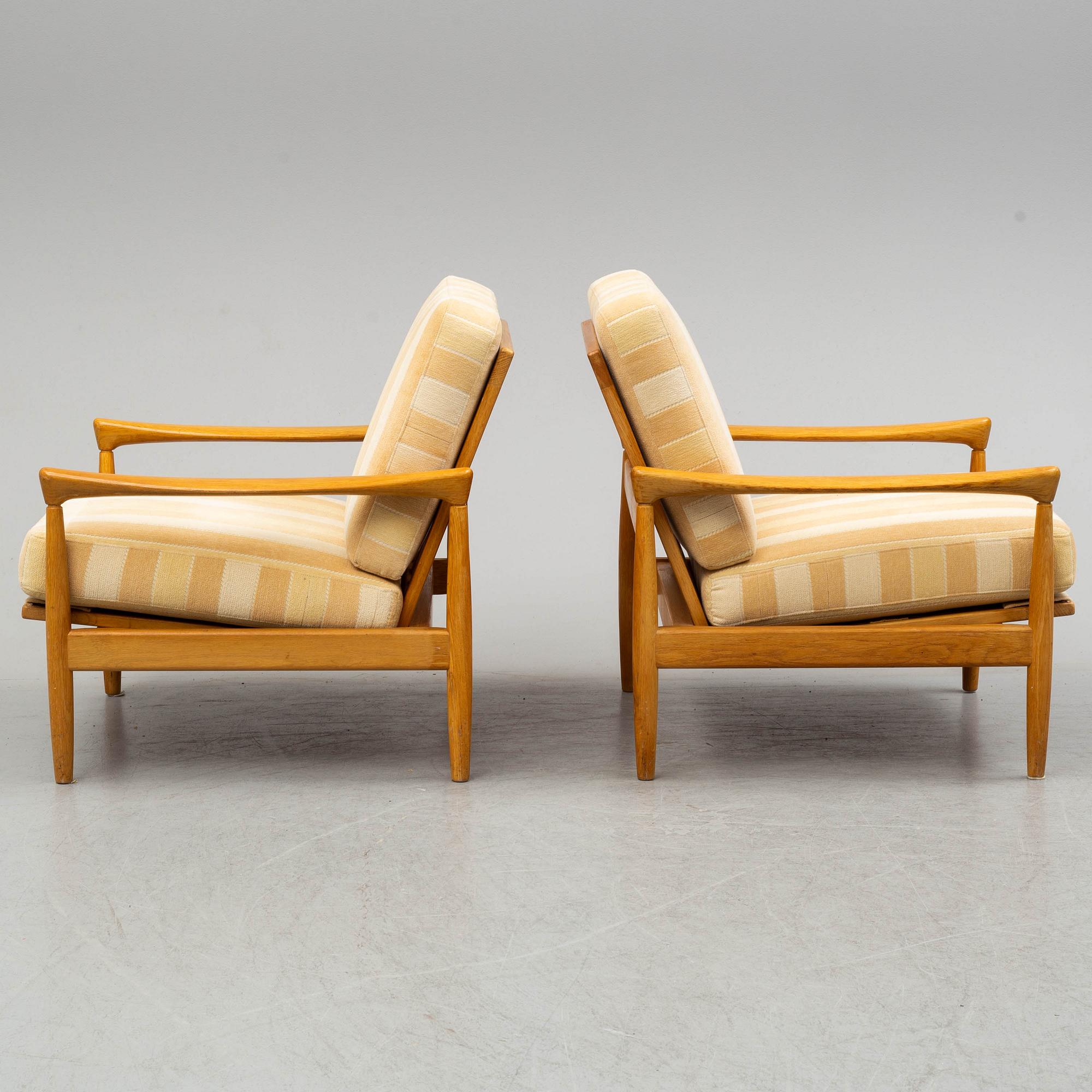 ERIK WÖRTZ, a pair of oak 'Kolding' easy chairs from IKEA, 1960's.