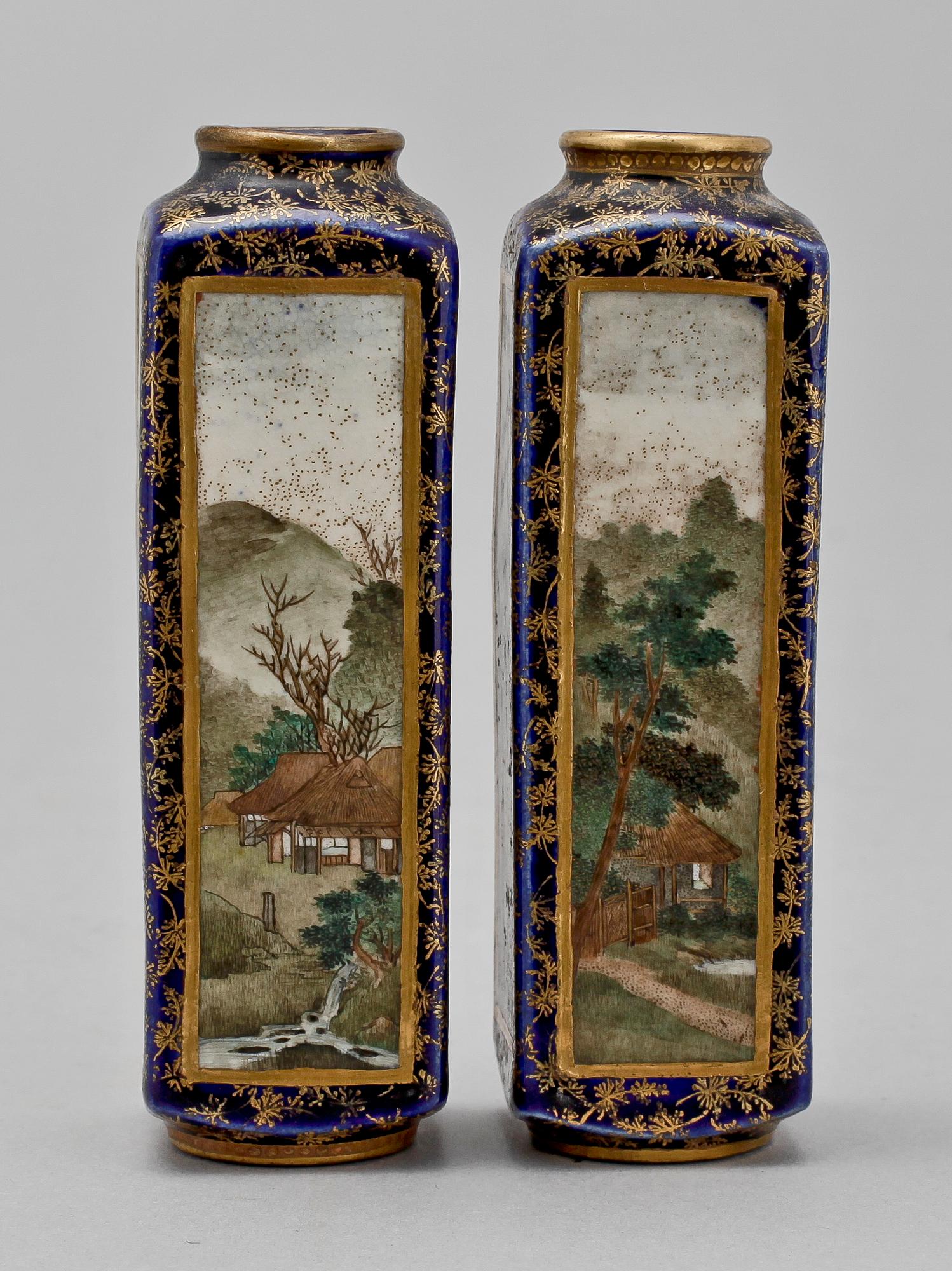 VASER, ett par, porslin, Satsuma, Japan, 1900-tal.