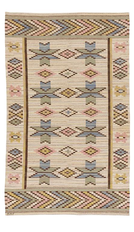 Märta Måås-Fjetterström, a carpet, "Vit botten", flat weave, c 252 x 154 cm, signed AB MMF.