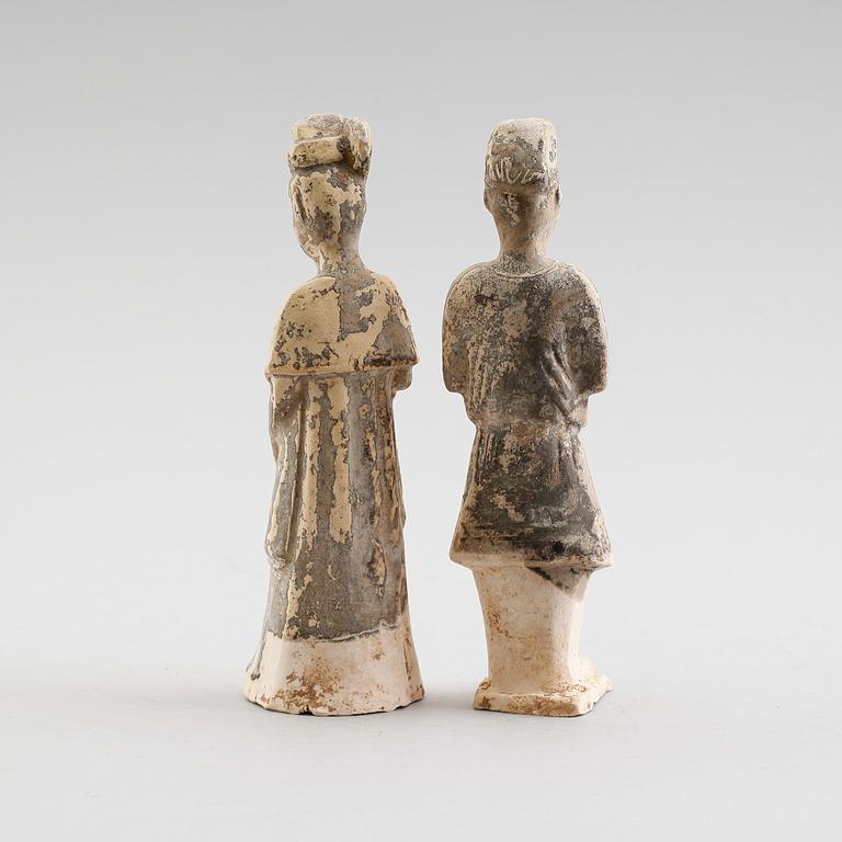 FIGURER, 2 st, lergods, Sui, Kina, 500-600-tal.