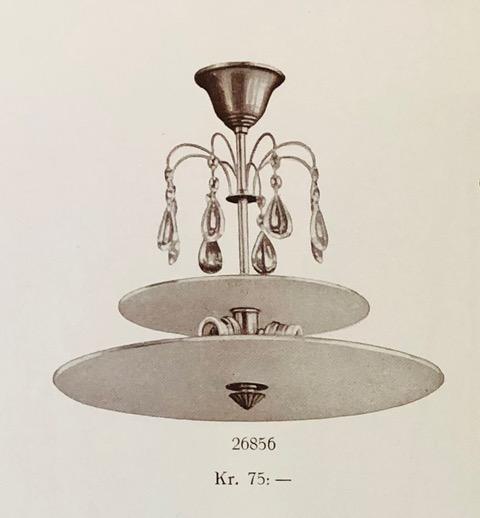 Erik Tidstrand, a model "26856" ceiling lamp, Nordiska Kompaniet, 1920s.