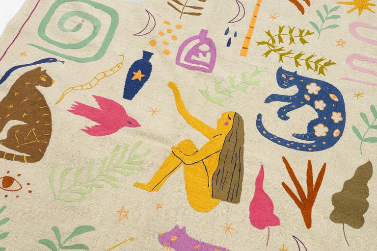 A hand-embroidered kilim carpet, c. 236 x 172 cm.