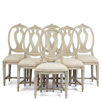 94. A set of six Gustavian chairs by J. E. Höglander (master in Stockholm 1777-1813).