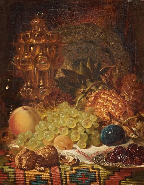 George Lance, Still life with fruits and walnuts.