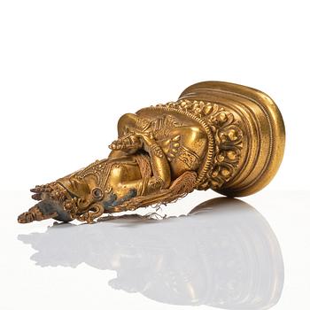 A gilt bronze Pala-revival sculpture of Amitayus, 18/19th Century, possibly Mongolian.