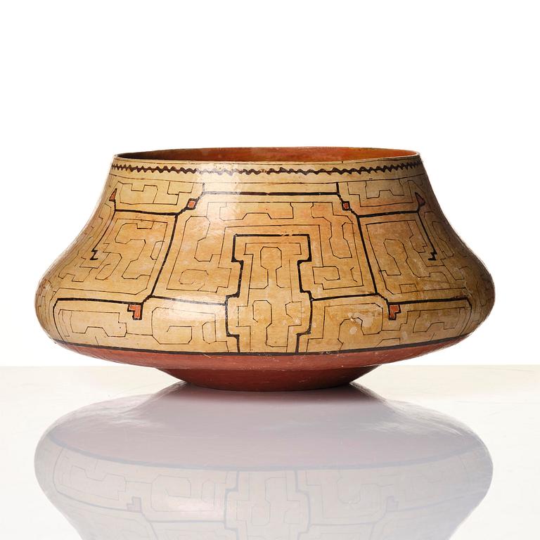Skål, keramik. Sydamerica, Shipibo-folket, Peru, 1900-tal.