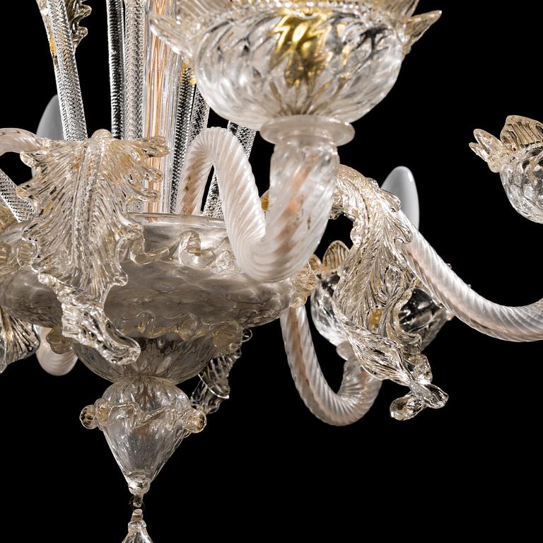 A mid-20th-century Murano glass chandelier, Italy.