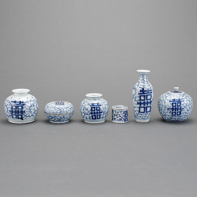 PARTI PORSLIN, 6 delar, Kina, 1800/1900-tal.