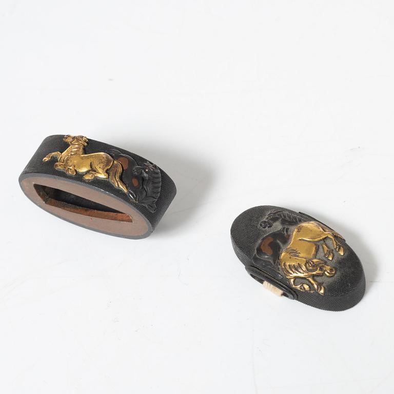 Fuchi and kashira, pair, Meiji, unsigned.