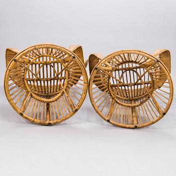 GIO PONTI & LIO CARMINATI, A pair of 'Conte Biancamano' rattan Wingback Armchairs for Bonacina, Italy.