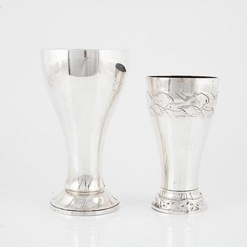 Two silver vases, 20th Century.