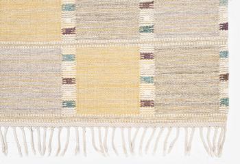 Barbro Nilsson, a carpet, 'Falurutan gul S', flat weave, c. 223 x 115 cm, signed AB MMF BN.