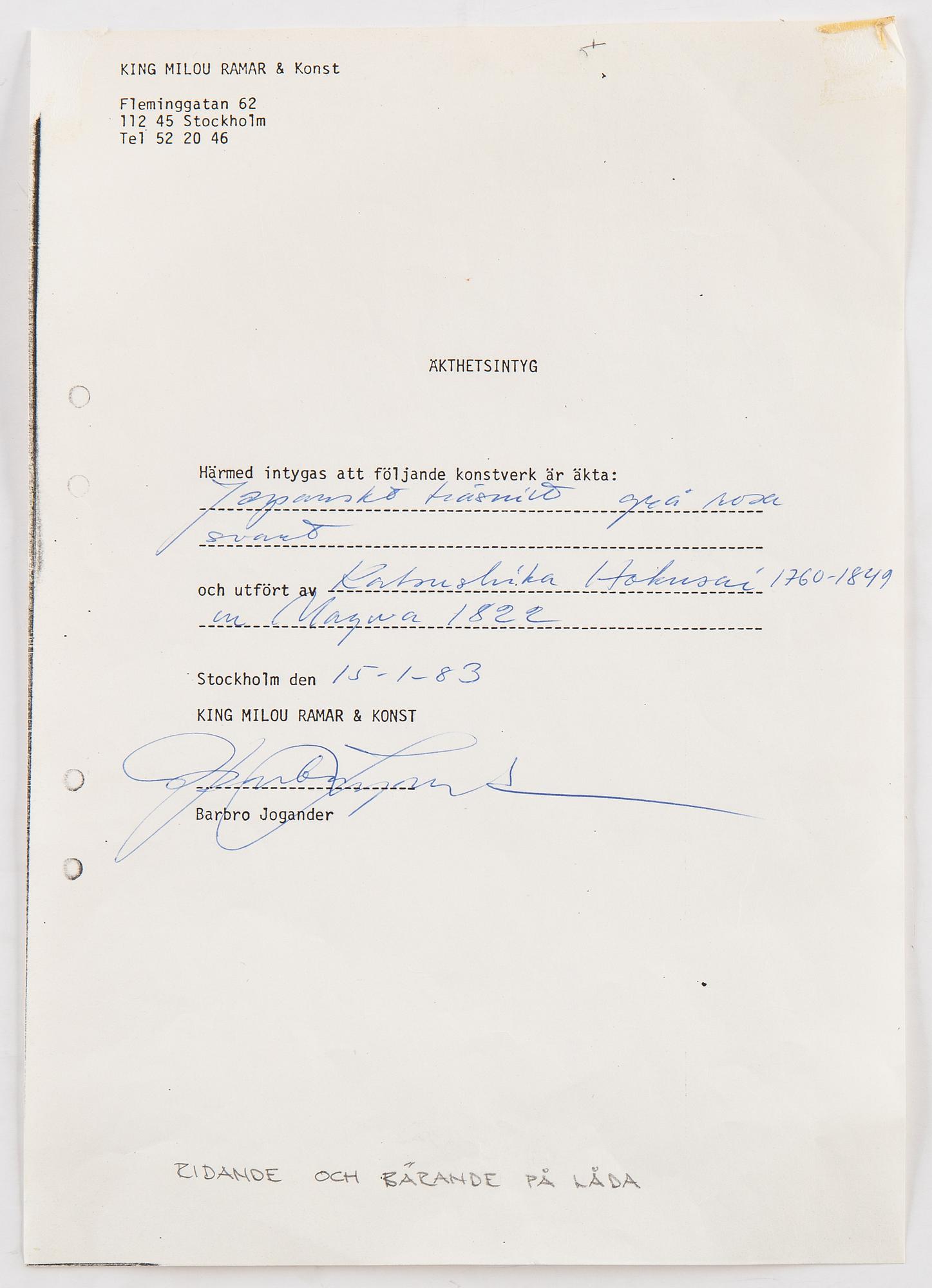 Katsushika Hokusai, Three sheets from album, Japan, 19th century.