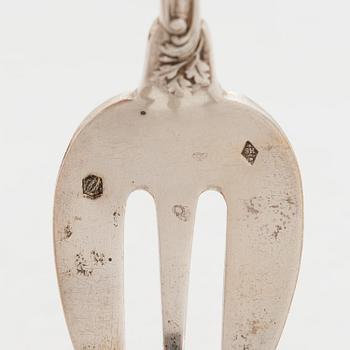 A set of twelve silver oyster forks, mark of Henri Soufflot, 1884-1910. French export mark.