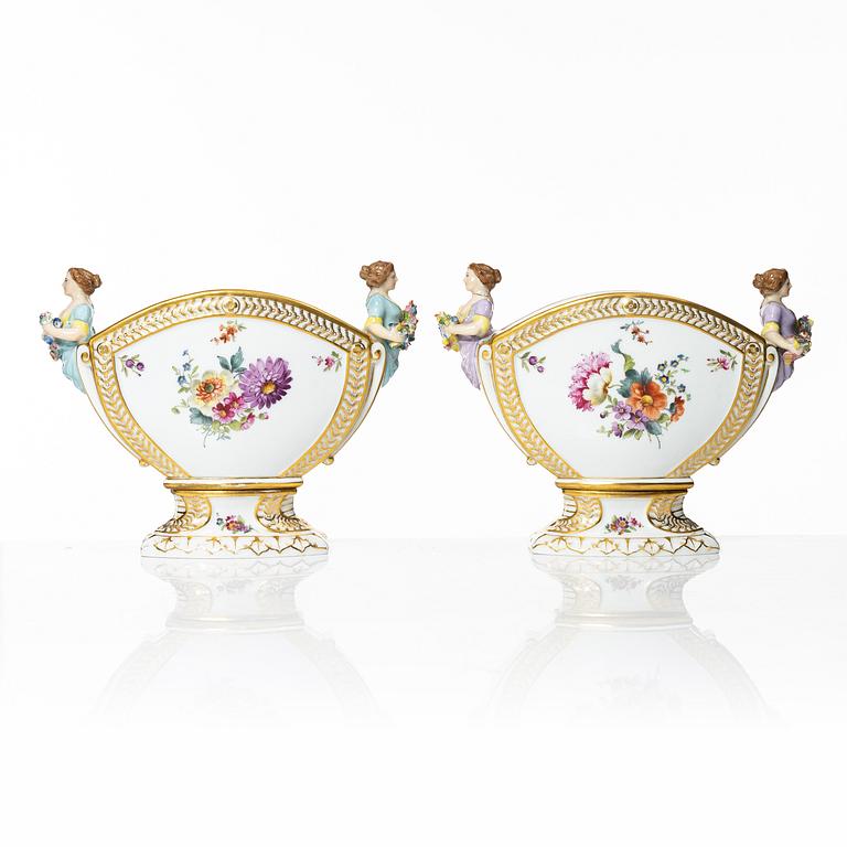 Royal Copenhagen, a pair of tulip vases, 'Saxon Flower', Denmark, 1894-1900. .