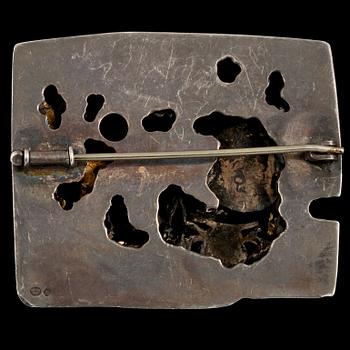 BROSCH, silver, 14k guld samt odlad pärla, importstämplad, omkring 1900-talets mitt. Vikt 17 g.