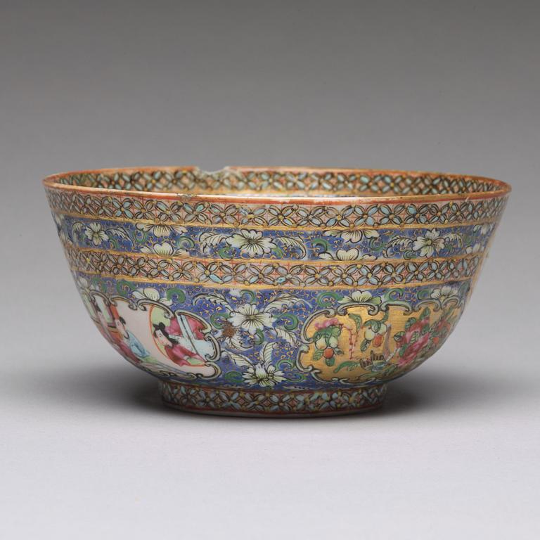 A blue Canton bowl, Qing dynasty, 19th Century. Dated 1279 that is 1879. Zill-I Sultan.