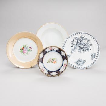 Russian porcelain dishes, totally 7, Kuznetsov and Kornilov, Russia 1861 - 1917.