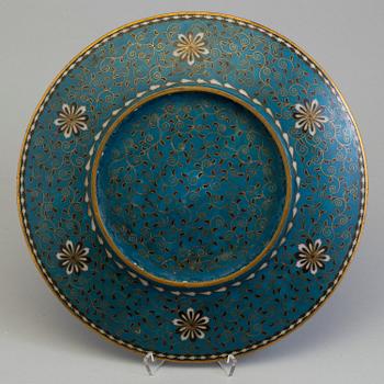 A Chinese 20th century cloisonne dish.