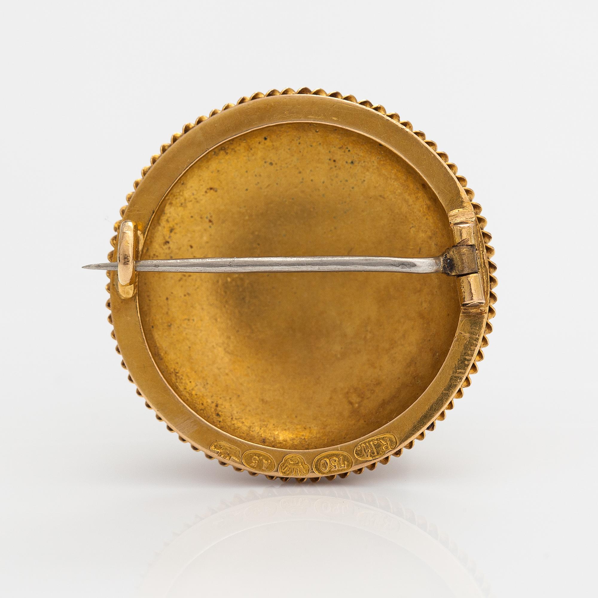 Otto Roland Mellin, Brosch, 18K guld, pärla. Helsingfors 1906.