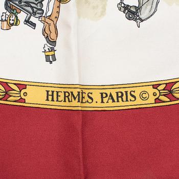 Hermès, scarves, two pieces, "La Promenade de Longchamps" & "Les Cavaliers d'Or".