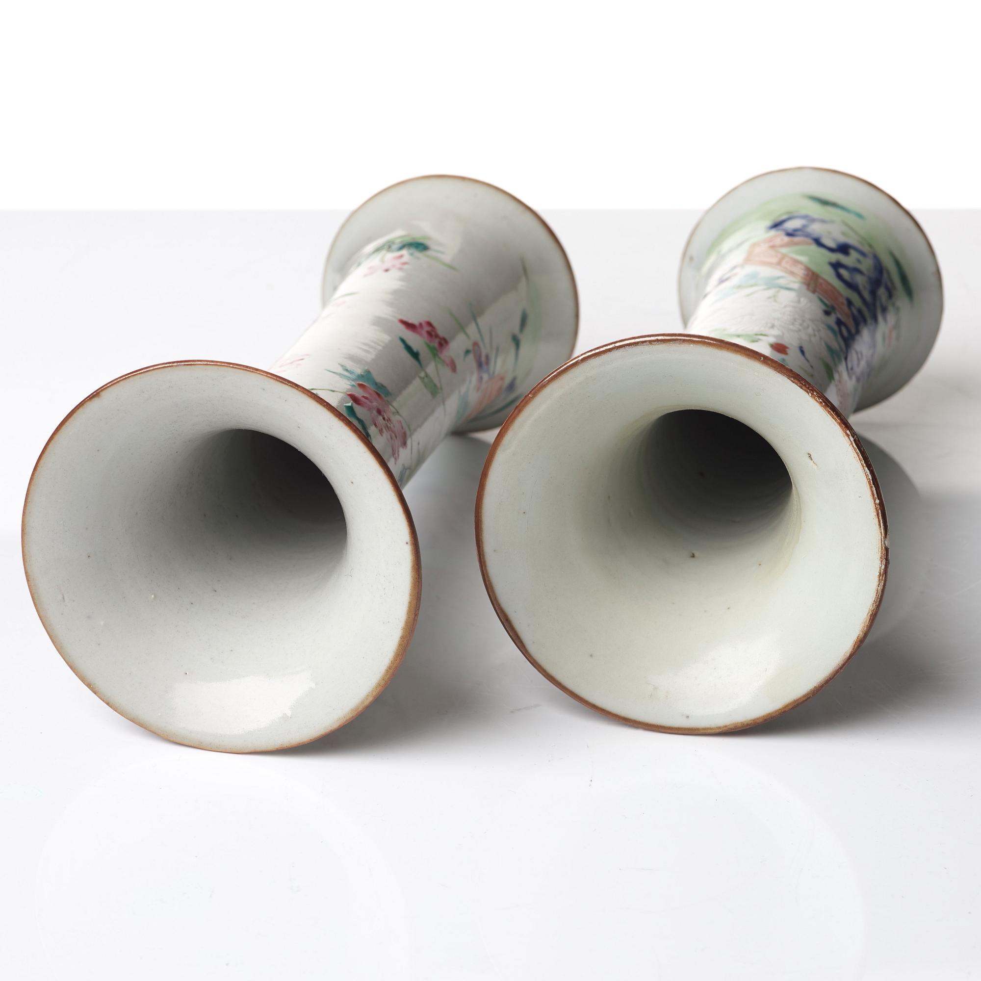 A pair of famille rose vases, Qing dynasty, Qianlong (1736-95).
